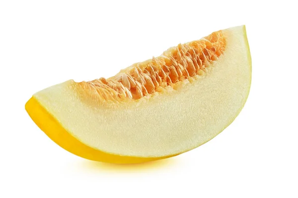 Fetta di melone canarino isolata su fondo bianco — Foto Stock