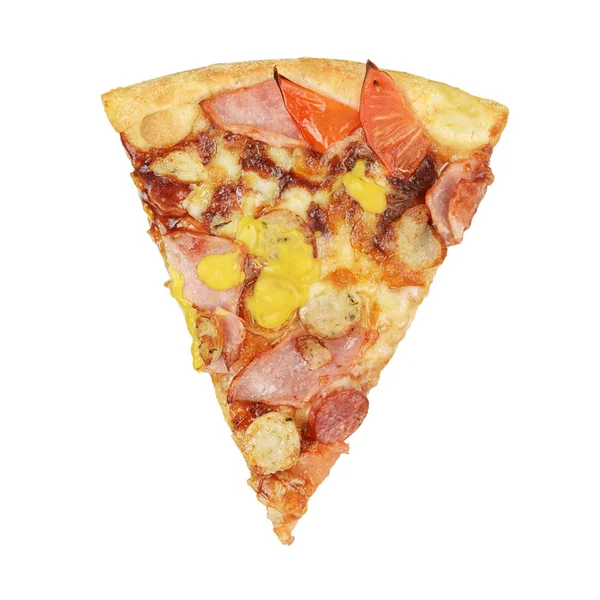 Stück Pizza isoliert auf weißem Hintergrund. Ansicht von oben — Stockfoto