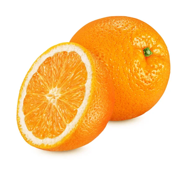 Naranjas enteras y medias aisladas sobre blanco —  Fotos de Stock