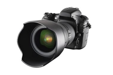 Siyah profesyonel Dslr kamera izole