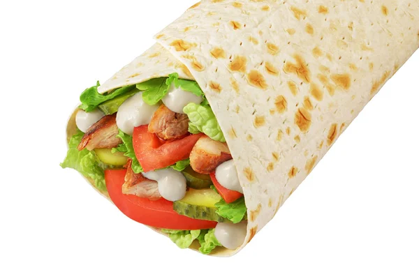 Wrap Sandwich isoliert auf weißem Hintergrund — Stockfoto