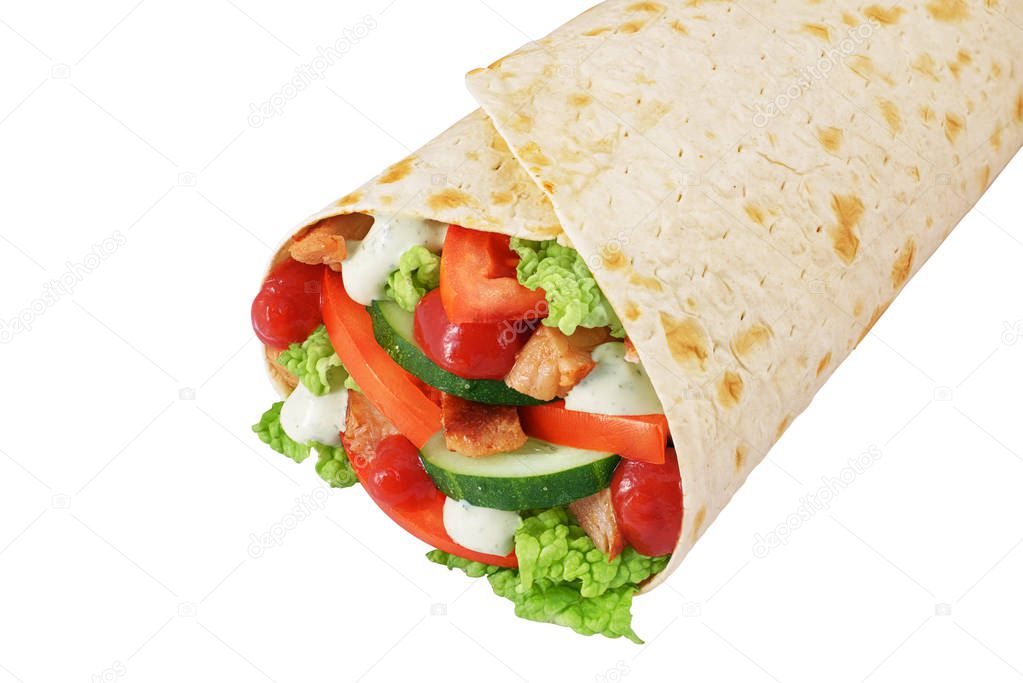 Wrap sandwich isolated on white background