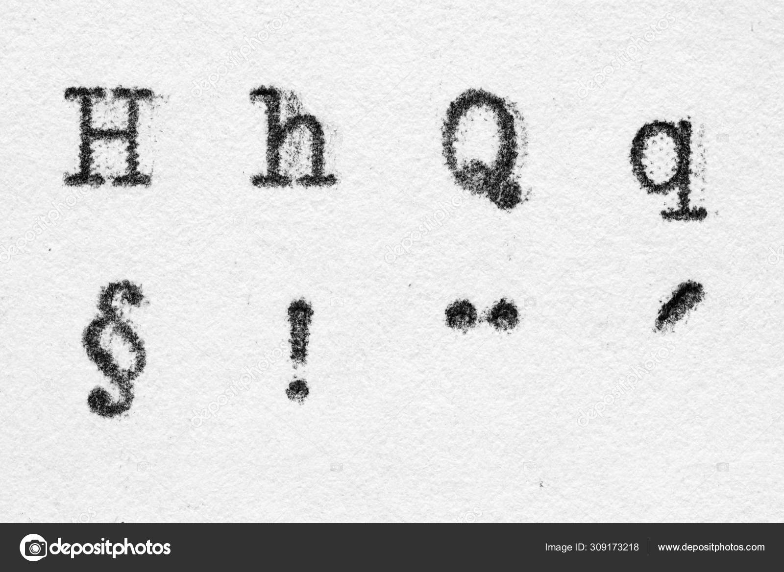 Real typewriter font alphabet with letters H, Q and symbols Stock Photo by ©Ha4ipiri 309173218
