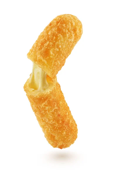 Broken deep fried melting cheese stick isolated — Stock Photo, Image