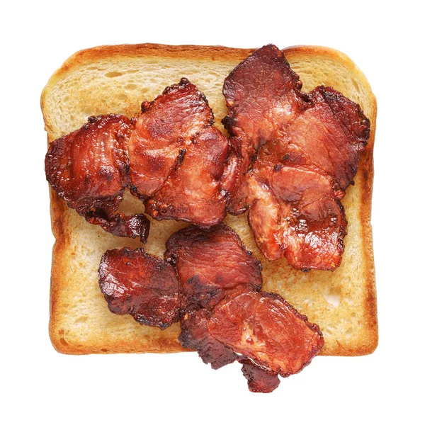 Toasted sandwich bread with bacon isolated — Stock Photo, Image