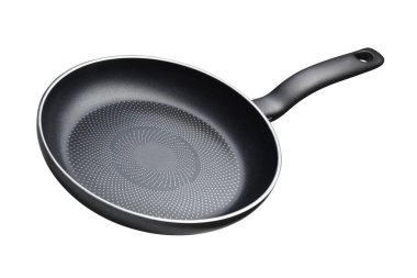 Black teflon skillet with non-stick coated surface isolated clipart