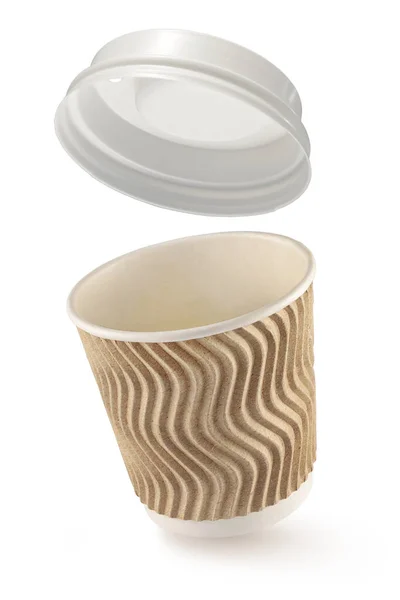 Corrugated fiberboard coffe cup to go isolated on white — Stock Photo, Image