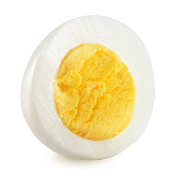 Το μισό βραστό αυγό κοτόπουλου που απομονώνεται σε λευκό — Φωτογραφία Αρχείου