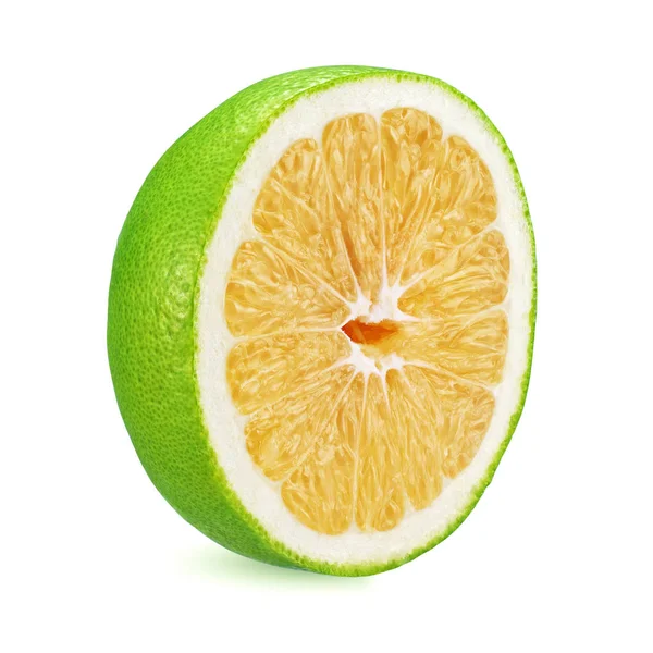 De helft van de groene grapefruit geïsoleerd op witte achtergrond — Stockfoto