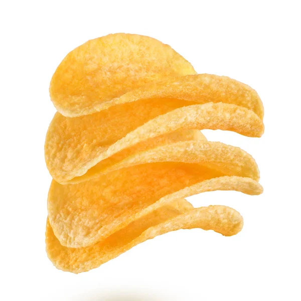 Stack of potato chips isolated on white background — Stock Photo, Image