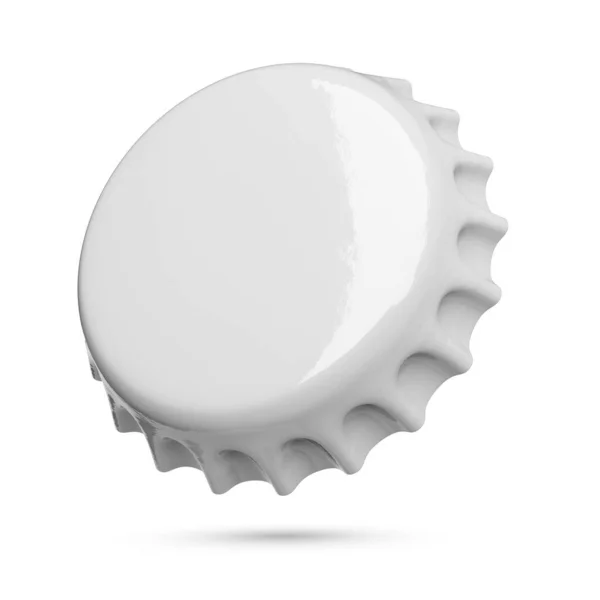 灰色の金属ソーダまたは白の背景に隔離されたビールキャップ 3Dレンダリング — ストック写真