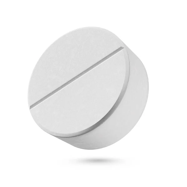 Eine Runde Medizinische Pille Isoliert Auf Weißem Hintergrund — Stockfoto