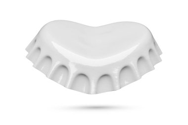 Bükülmüş gri metal soda ya da beyaz arka planda izole edilmiş bira kapağı. Yan görüş. 3d oluşturma