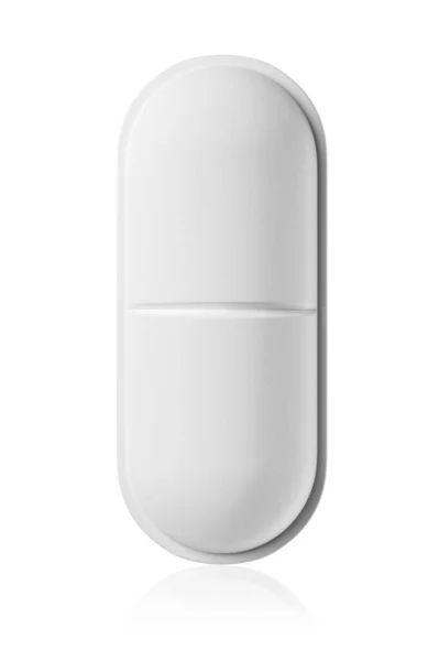 One Oblong Shape Medical Pill Isolated White Background Rendering — Stock Photo, Image