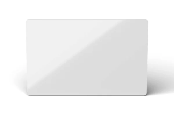 丸みを帯びたコーナーテンプレートモックアップ白の背景に隔離されたホワイトプラスチックIdカード チケット ビジネス クレジットカード 3Dレンダリング — ストック写真