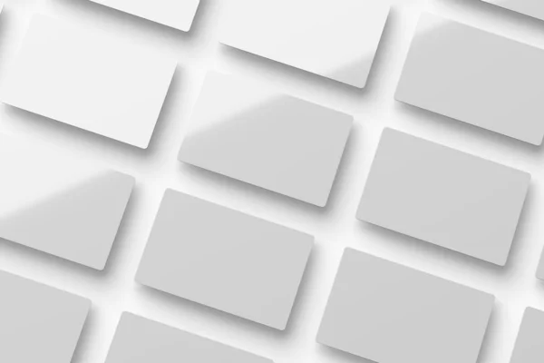Witte Plastic Kaart Met Afgeronde Hoeken Rijen Template Mockup Weergave — Stockfoto
