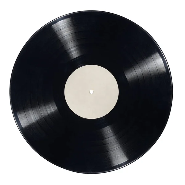 白の背景に隔離されたブランクラベルと12インチLpレコード — ストック写真