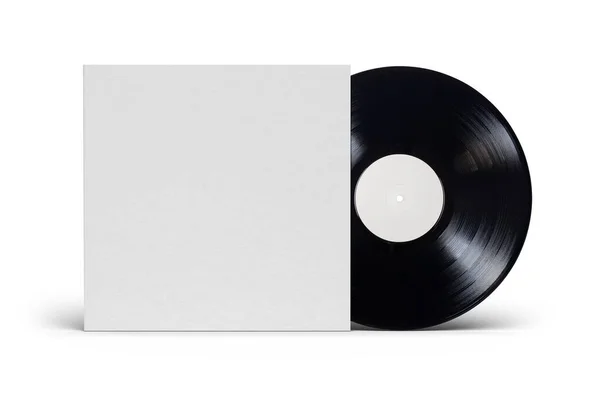 Inch Vinyl Plaat Blanco Kartonnen Hoes Geïsoleerd Witte Achtergrond Sjabloon — Stockfoto