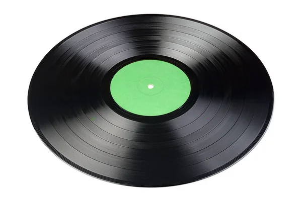 Disque Vinyle Pouces Avec Étiquette Verte Vierge Isolée Sur Fond — Photo