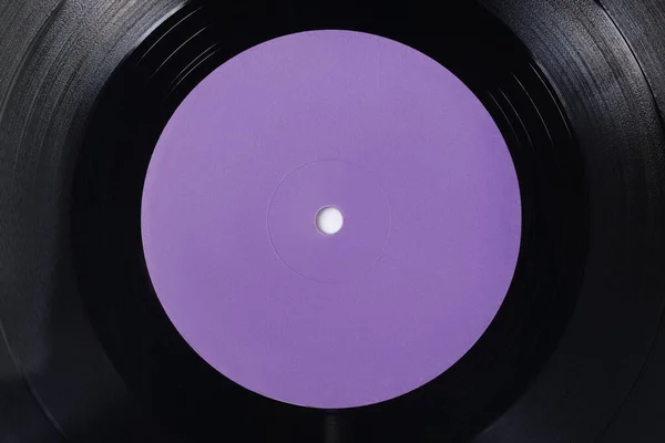 Violette Etichetta Bianca Vinile Primo Piano Vista Dall Alto — Foto Stock