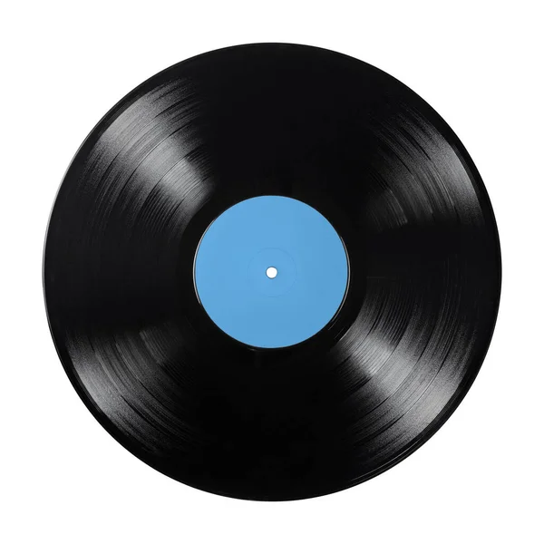 Close Shot Inch Vinyl Record Blue Label Macro Photo — Stock Photo, Image