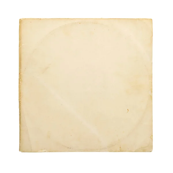 白色背景下隔离的用于乙烯Lp记录的老化黄纸盖 — 图库照片