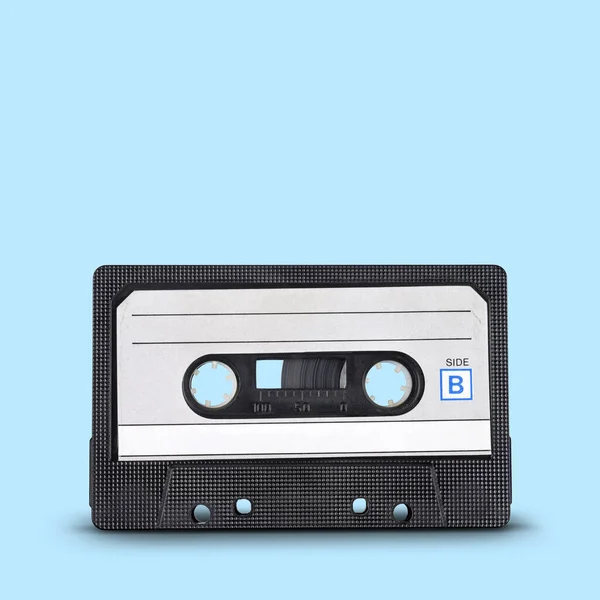 Audio Aufnahme Alte Tonbandkassette Auf Blauem Hintergrund — Stockfoto