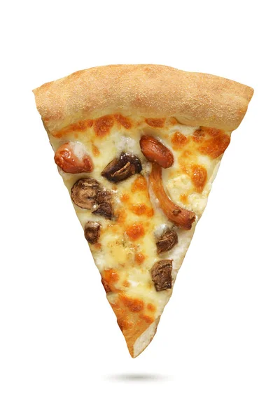 Pezzo Pizza Con Funghi Miele Champignons Isolato Sfondo Bianco — Foto Stock