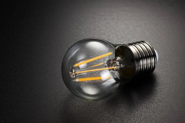 Modern Transparent Led Filament Light Bulb Black Background — Stock Photo, Image