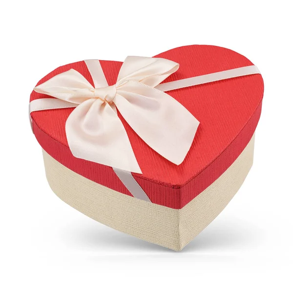 Heart Shaped Cardboard Gift Box Red Cover Isolated White Background — Stock Photo, Image