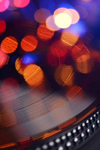 Vinyl Speler Record Met Wazig Onscherp Licht Partijconcept — Stockfoto