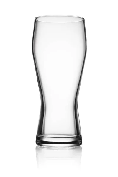 Leeg Helder Transparant Glas Voor Bier Geïsoleerd Witte Ondergrond — Stockfoto