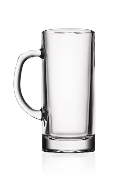 Tasse Transparente Claire Vide Pour Bière Isolée Sur Fond Blanc — Photo