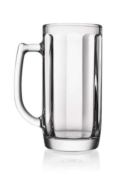 Tasse Transparente Claire Vide Pour Bière Isolée Sur Fond Blanc — Photo