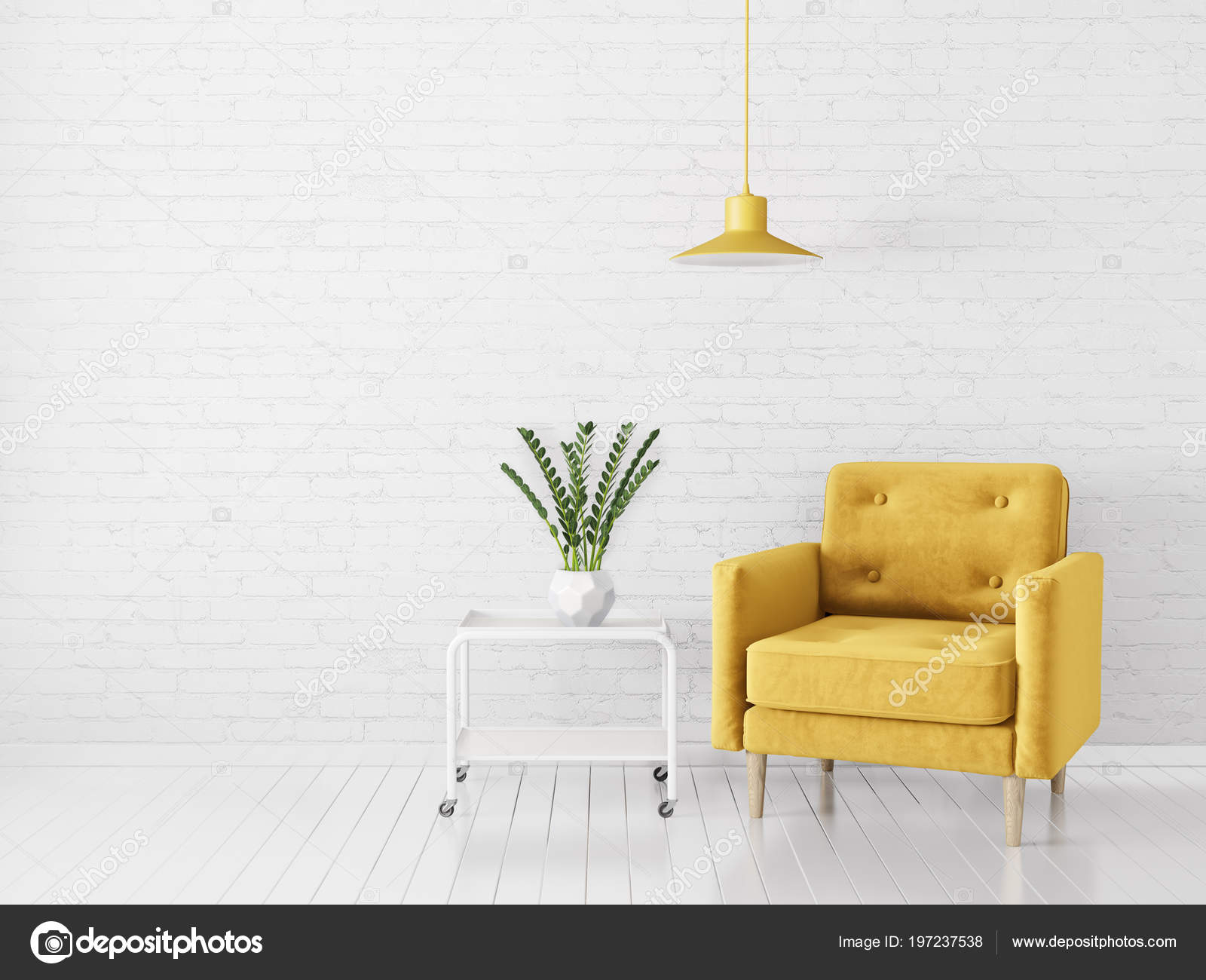 Modern Living Room Yellow Armchair Lamp Scandinavian