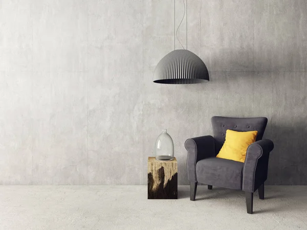 Modern Living Room Armchair Lamp Scandinavian Interior Design Furniture Render — Stock Photo, Image