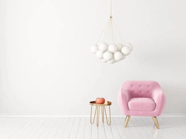 Salon Moderne Avec Fauteuil Lampe Mobilier Design Intérieur Scandinave Illustration — Photo