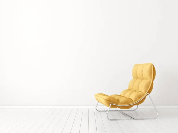 Желтое Кресло Пустой Комнате Иллюстрация — стоковое фото