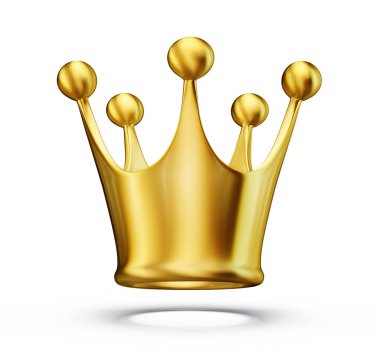 Beyaz arkaplanda izole edilmiş altın taç 