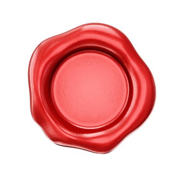 Beyaz arkaplanda kırmızı balmumu mühür izole edildi 