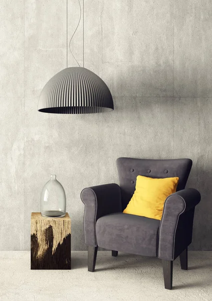 Moderne Woonkamer Met Leunstoel Lamp — Stockfoto