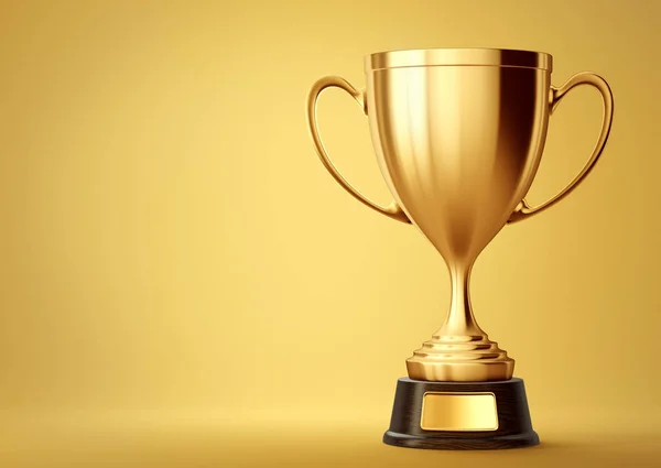 Golden Winner Cup Yellow Background — Stock Photo, Image