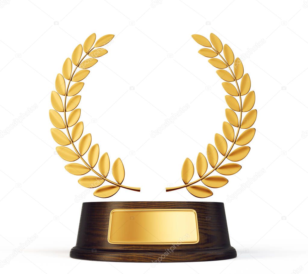 golden laurels award isolated on white background 
