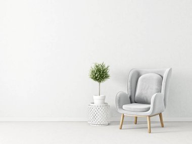 gri tekli ve lamba, İskandinav iç tasarım mobilya modern oturma odası