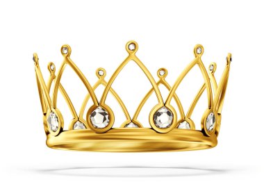 Beyaz arkaplanda izole edilmiş altın taç