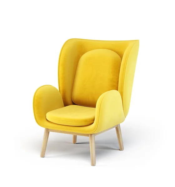 在白色背景上孤立的现代黄色扶手椅 — 图库照片