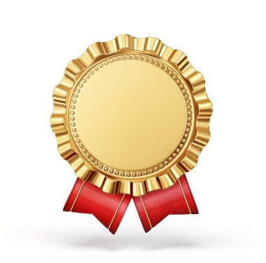 gold medal with red ribbon isolated on white background clipart