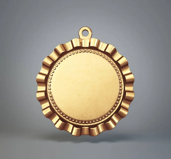 Medalha Ouro Sobre Fundo Cinza — Fotografia de Stock