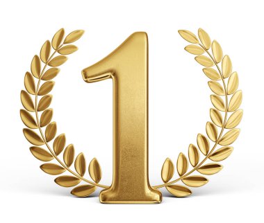 siyah arka plan üzerine altın defne. 3D çizim