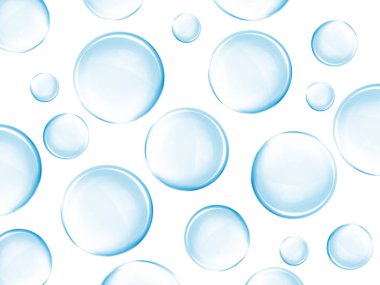beyaz izole mavi bubbels. 3D çizim
